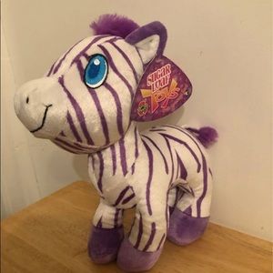 Kellytoy Kelly Toy Plush Stuffed Zebra Purple Stripes Blue Sewn Eyes